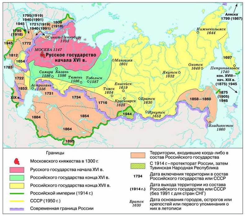 Карта присоединения территорий россии