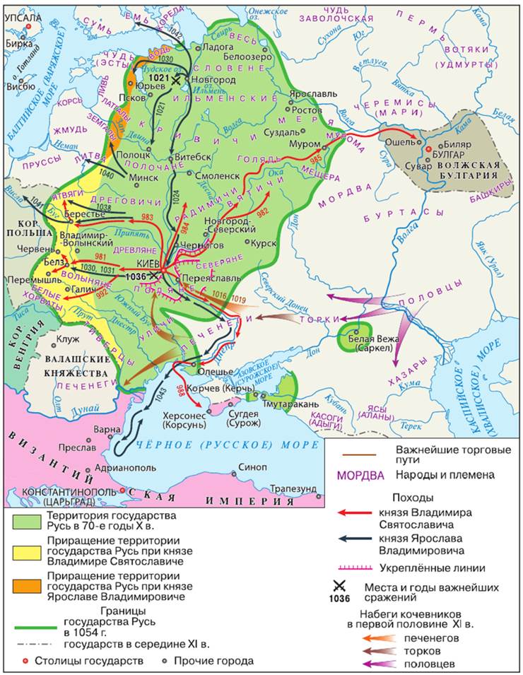 Карта древнерусского государства 10 век